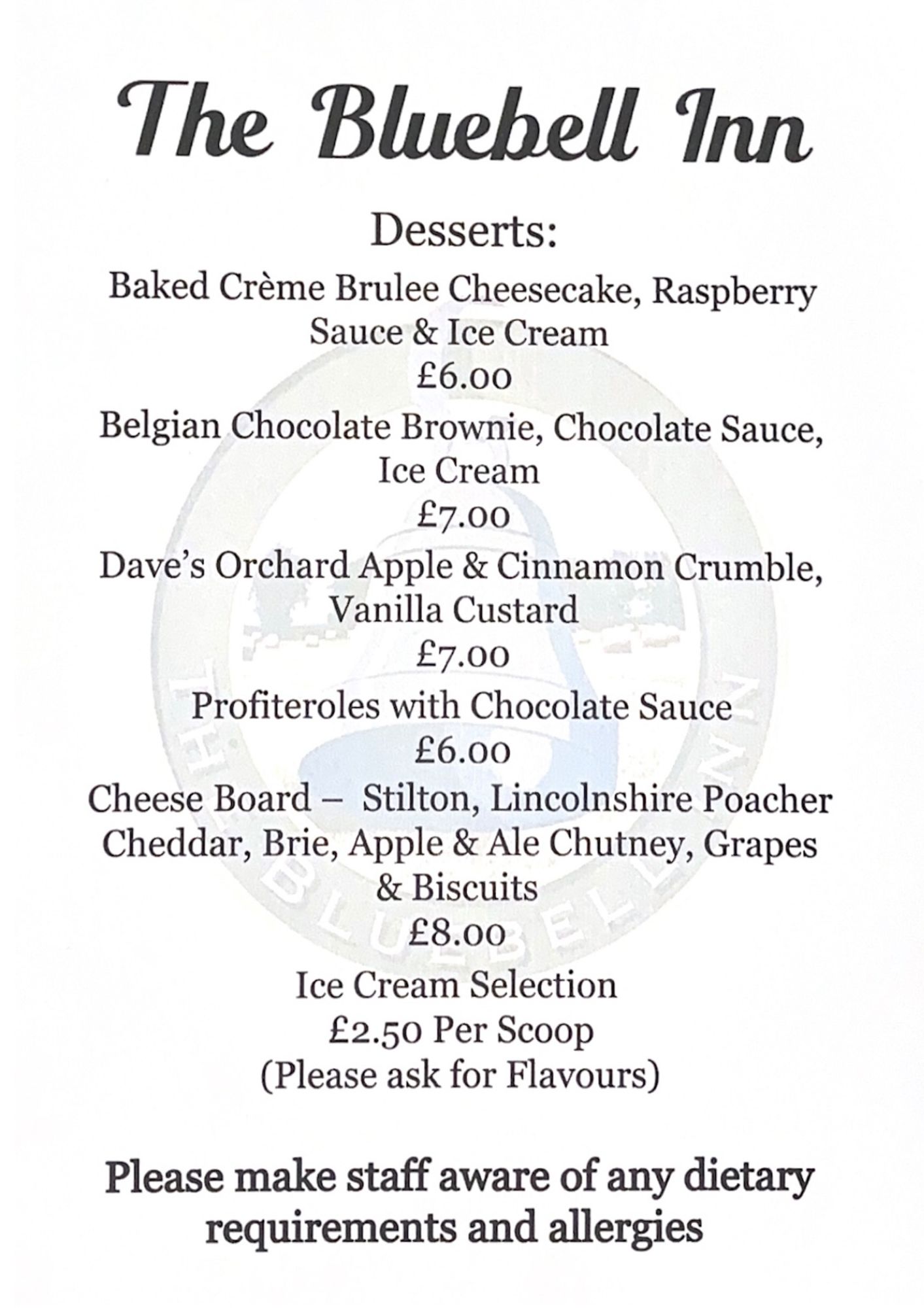 Menu - Desserts